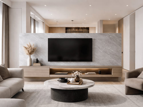 打破制式牆面格局，半高電視牆讓空間更輕盈有層次